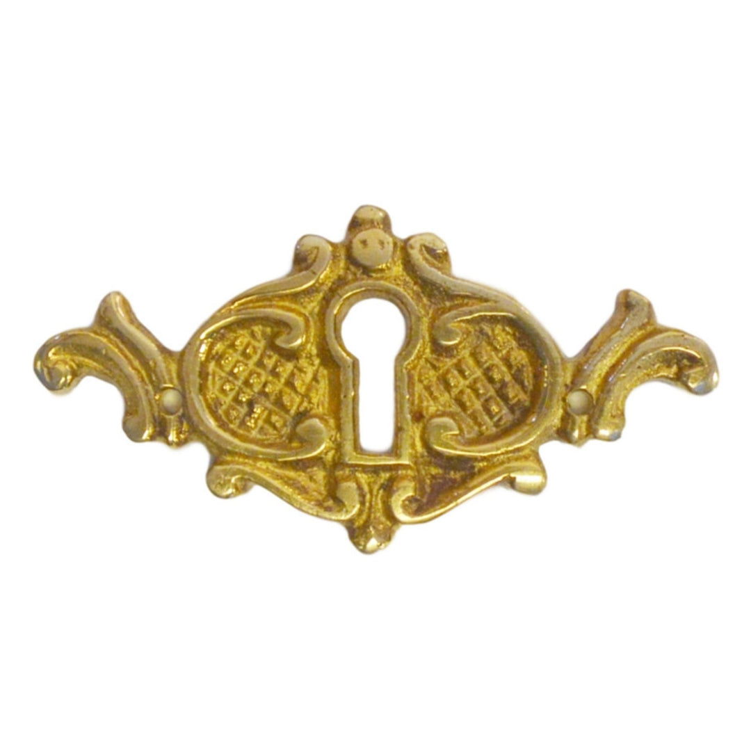 Victorian Brass Keyhole Cover – Horizontal Orientation, Cast Brass, 1 3/16" x 2 5/16", Includes Escutcheon Pins Furniture Hardware Restoration Supplies   