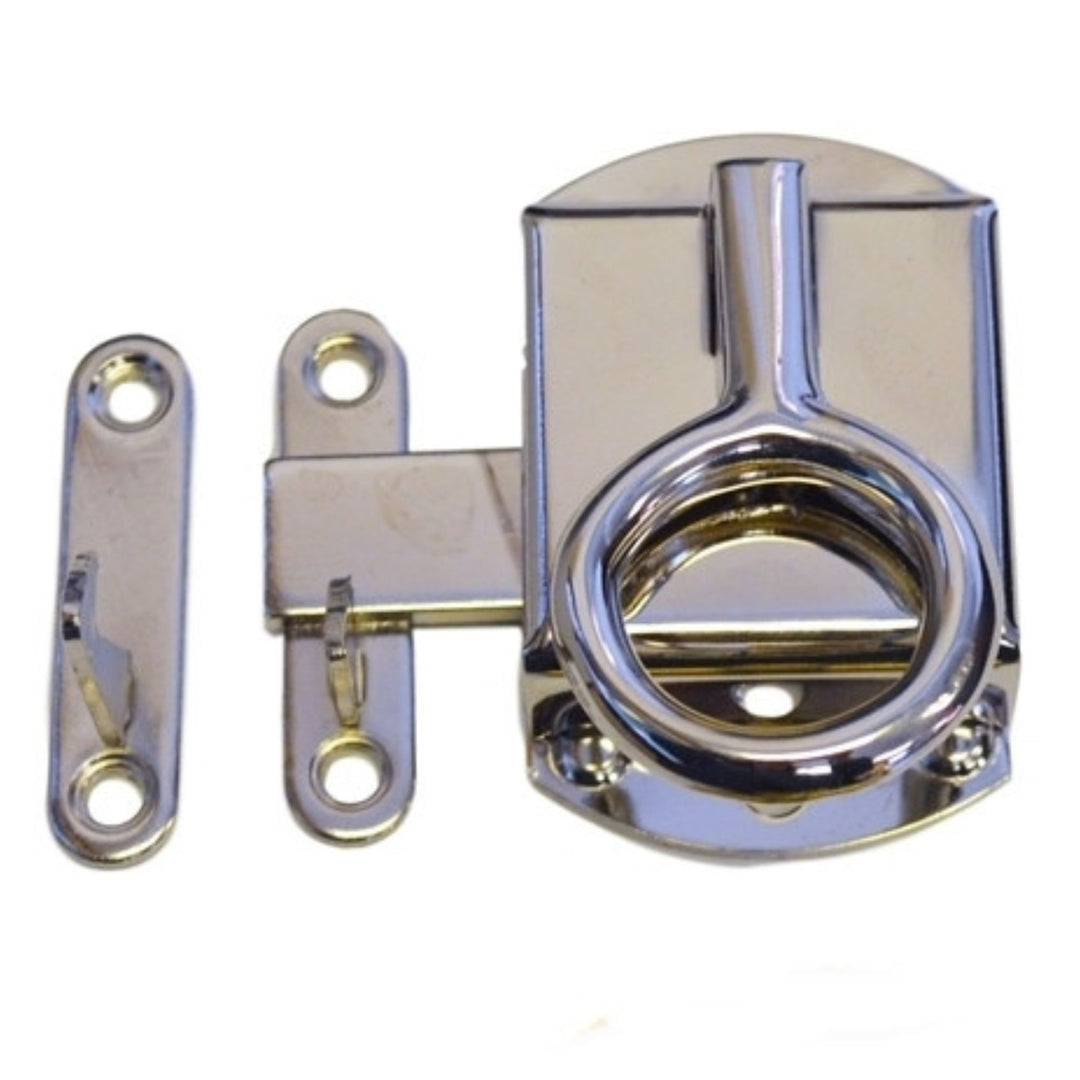 Ring Pull Cabinet Latch Brass or Nickel Finish, 2" x 1 1/4", Includes Flush Mount & Offset Catch Cabinet Hardware Restoration Supplies