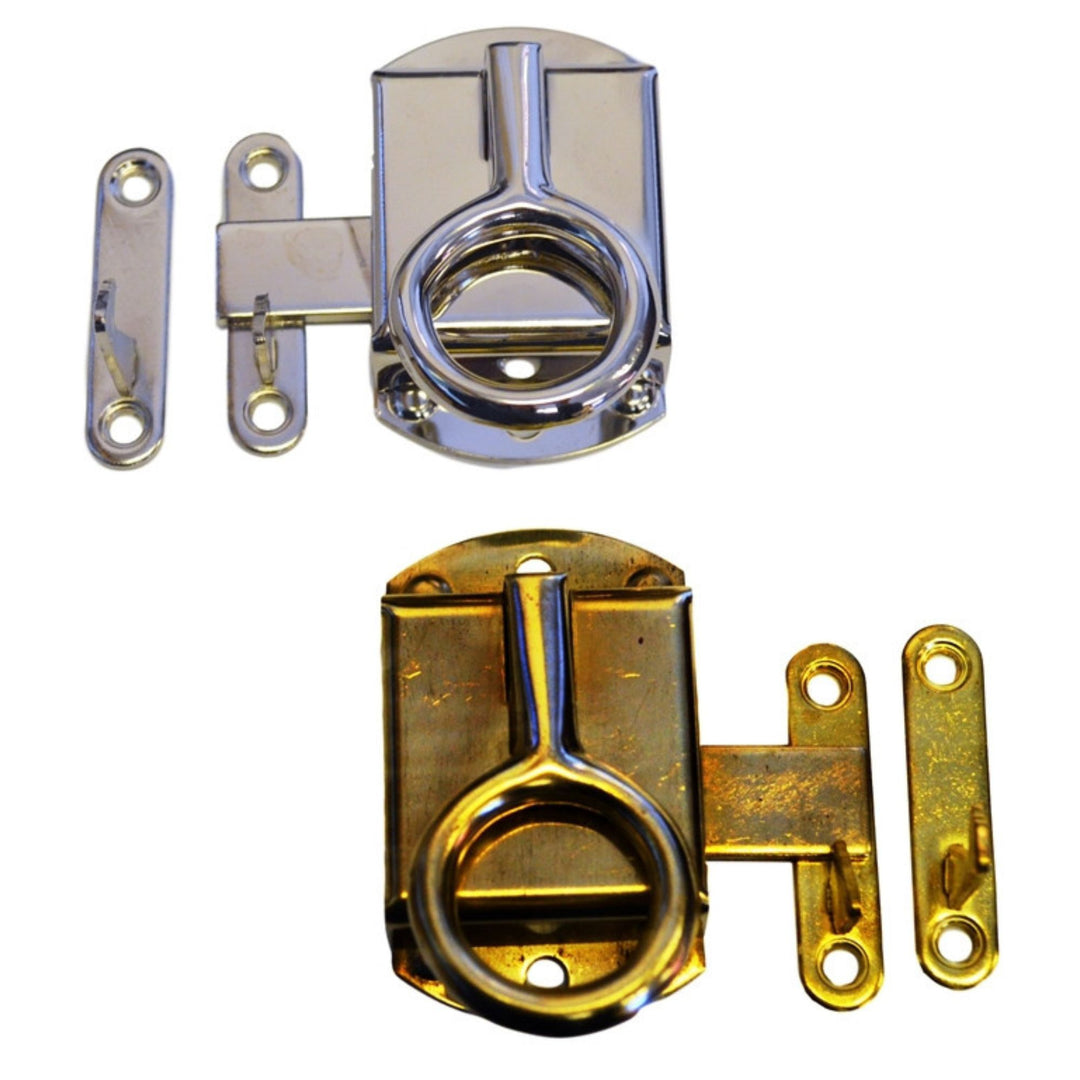 Ring Pull Cabinet Latch Brass or Nickel Finish, 2" x 1 1/4", Includes Flush Mount & Offset Catch Cabinet Hardware Restoration Supplies