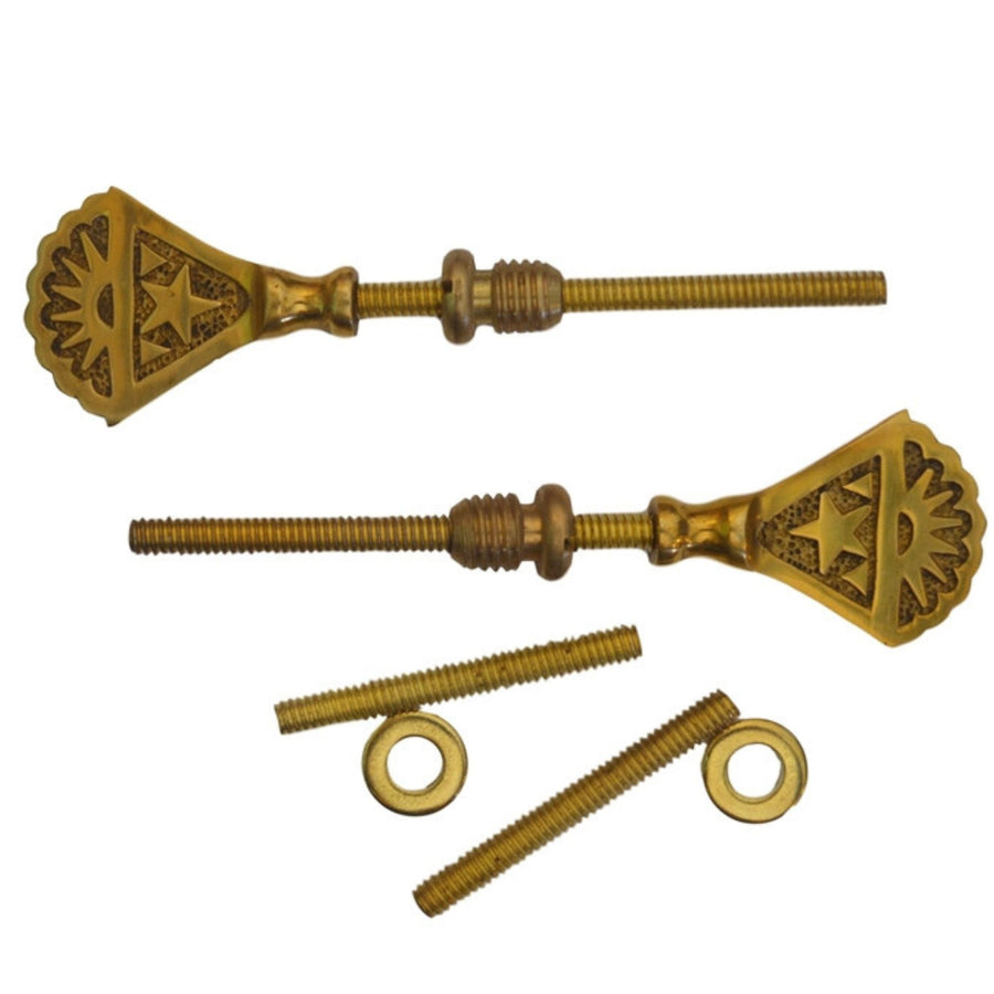 Star Cheval Mirror Mount Set – Brass Hinges for Swivel Mirrors, Includes Decorative Heads and Hardware Furniture Hardware Restoration Supplies   