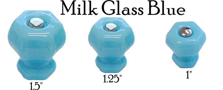 Glass Knob, Hex-Shaped Cabinet Hardware Restoration Supplies Milk Blue (Discontinued) Medium 