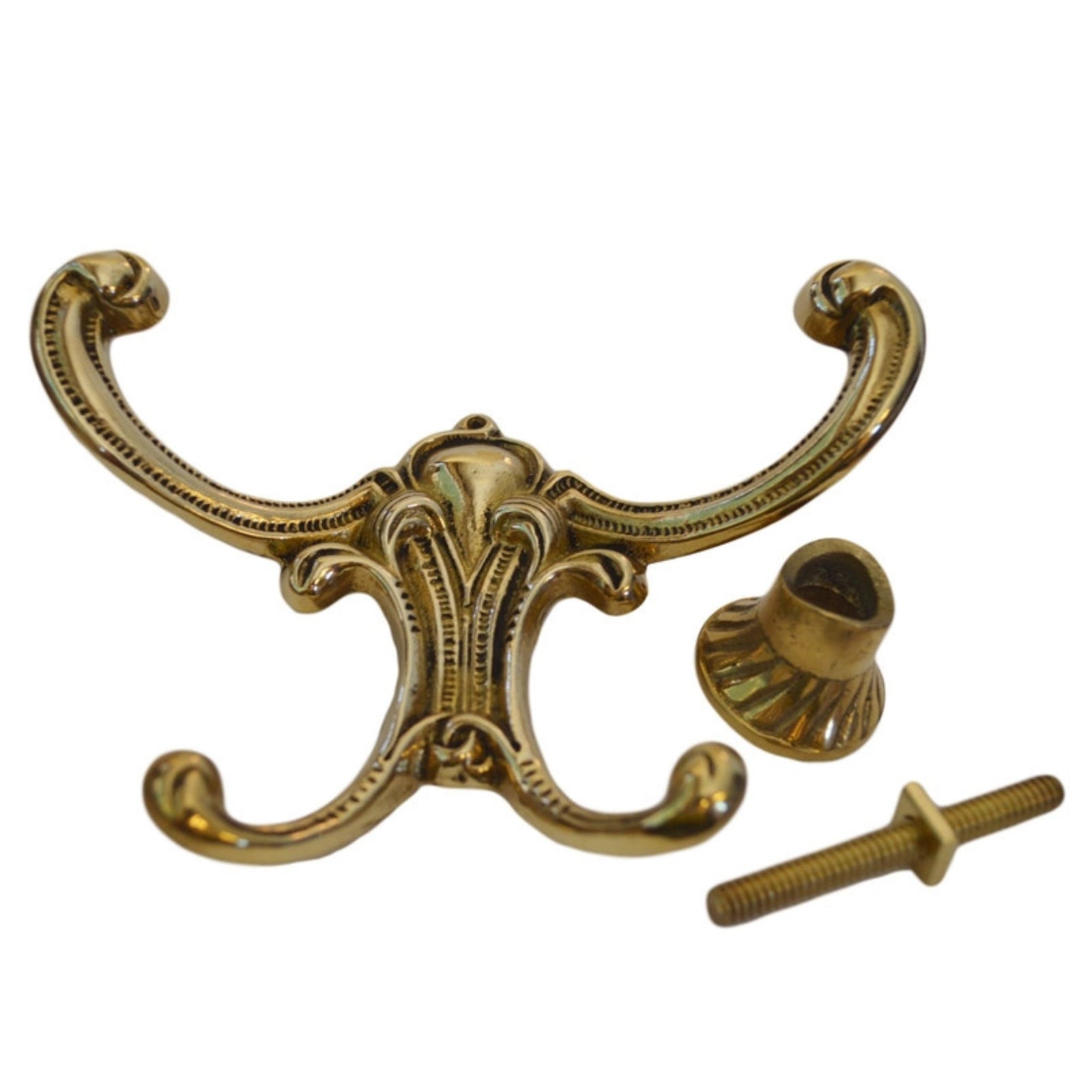 Elegant Victorian Hall Tree Brass Coat Hook with 4 Prongs and Polished Finish Furniture Hardware Restoration Supplies   
