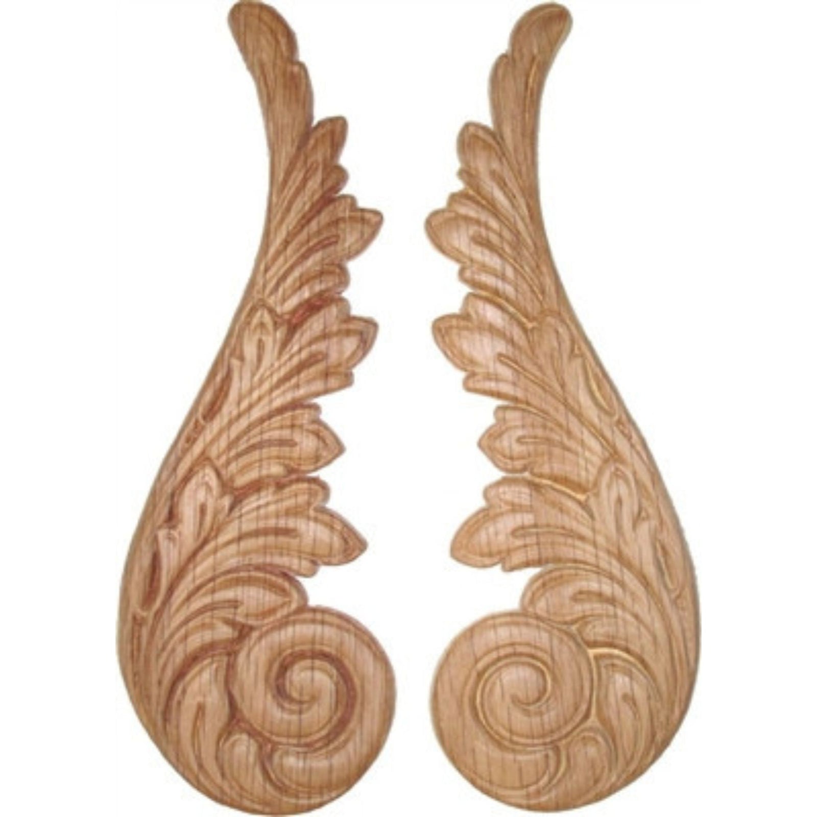 Oak Veneered Pressed Wood Decorative Ornaments 7-3/8" x 2 1/2", Sold by the Pair Decorative Wooden Appliques Restoration Supplies