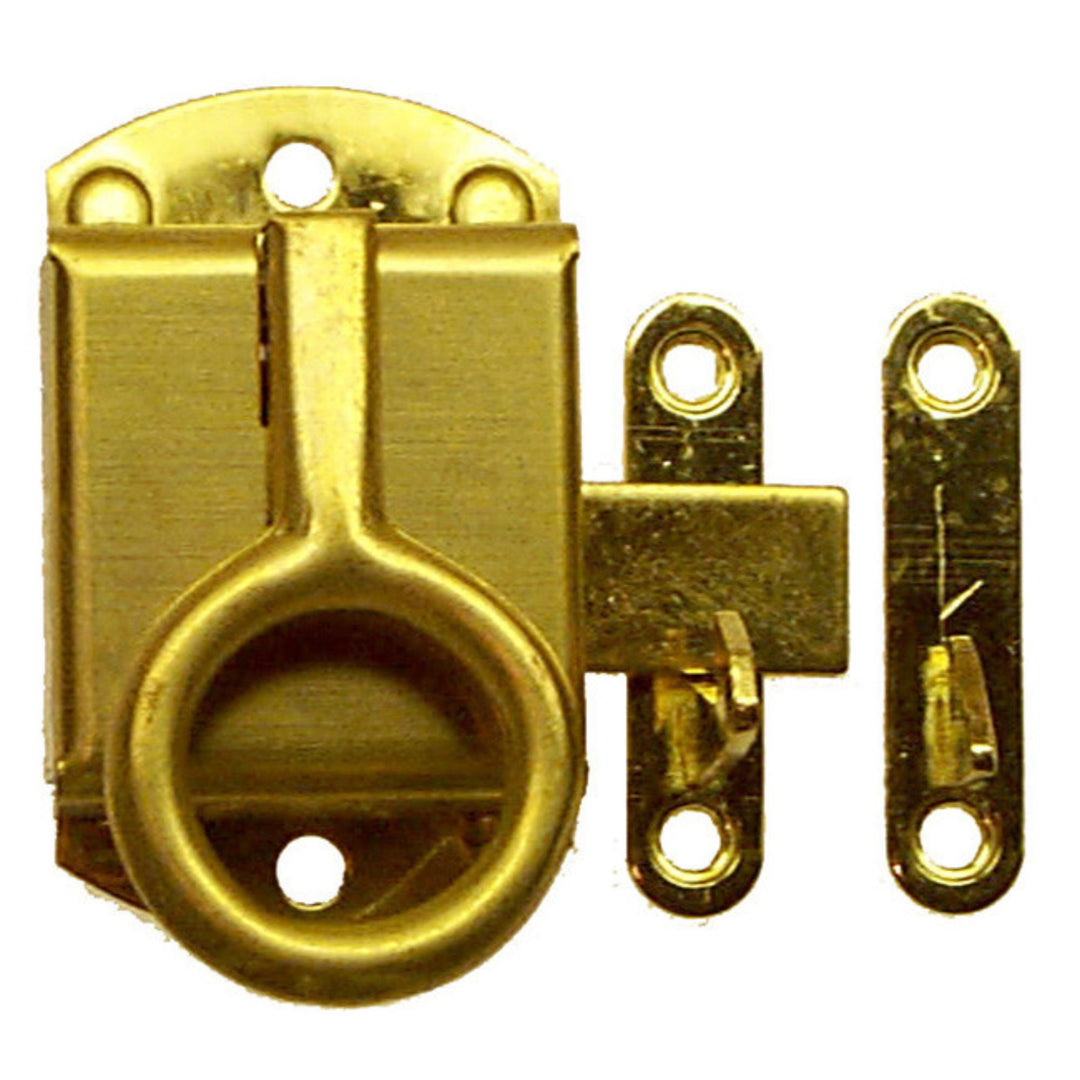 Ring Pull Cabinet Latch – Brass or Nickel Finish, 2" x 1 1/4", Includes Flush Mount & Offset Catch Cabinet Hardware Restoration Supplies   