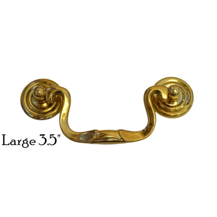 Queen Anne Style Brass Drawer Pull Elegant Hardware, 1" Backplate, Available in Small, Medium, Large Sizes Furniture Hardware Restoration Supplies