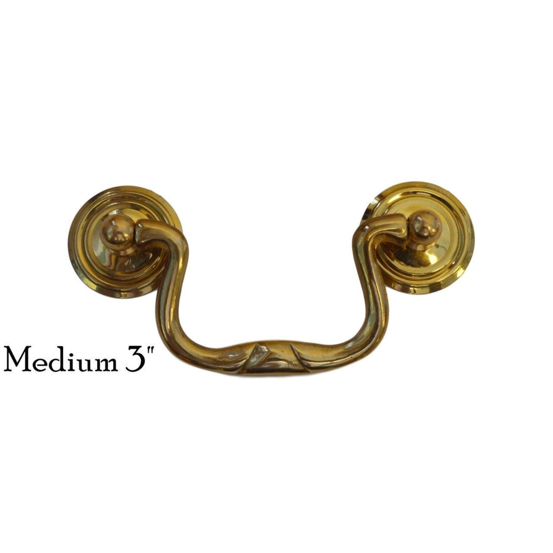 Queen Anne Style Brass Drawer Pull Elegant Hardware, 1" Backplate, Available in Small, Medium, Large Sizes Furniture Hardware Restoration Supplies