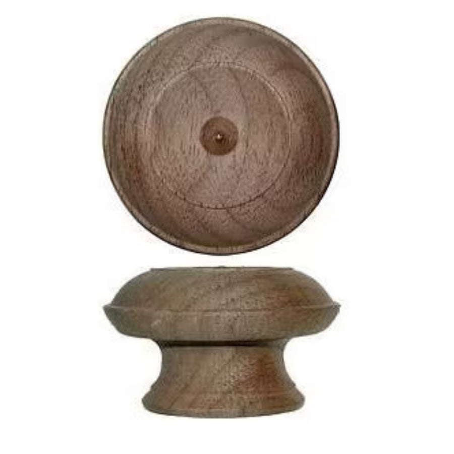 2" Round Walnut Knob with Turnings – Unfinished, Wide Base Style, Includes Mounting Hardware Cabinet Hardware Restoration Supplies   