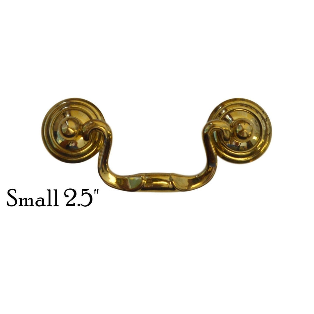 Queen Anne Style Brass Drawer Pull Elegant Hardware, 1" Backplate, Available in Small, Medium, Large Sizes Furniture Hardware Restoration Supplies