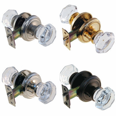 Octagonal Glass Doorknob Set with Beveled Rosette Door & Window Hardware Restoration Supplies Passage Nickel