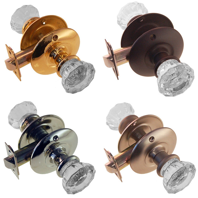 Fluted Glass Doorknob Set with Large Rosette Door & Window Hardware Restoration Supplies Passage Brass 