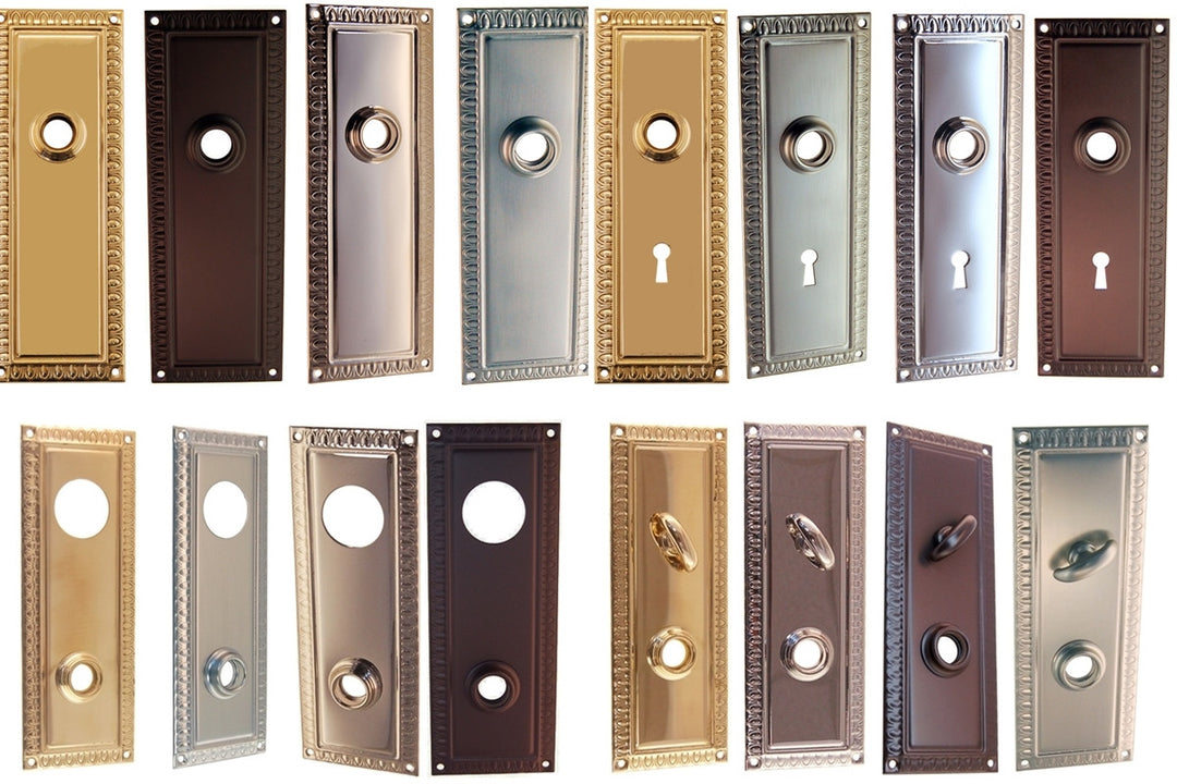 Doorknob Trim Plate with Egg & Dart Design Door & Window Hardware Restoration Supplies Keyhole Brass 