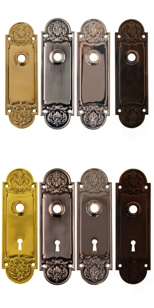 Doorknob Trim Plate, Rounded Ornate Design Door & Window Hardware Restoration Supplies No Lock Brass 