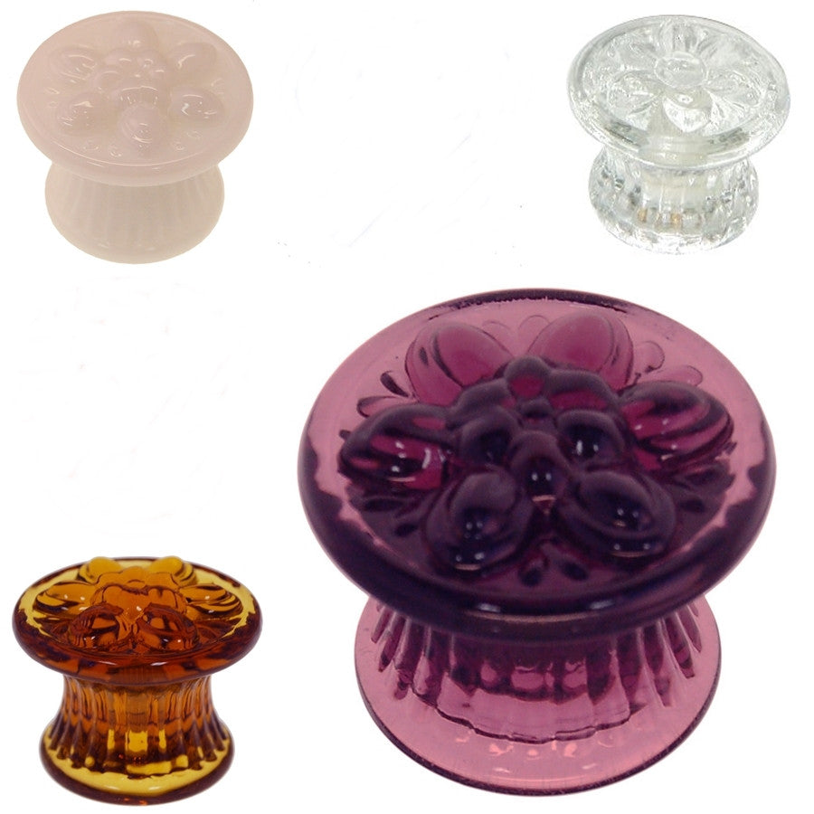 Beautiful Pressed Colored Glass Knob Cabinet Hardware Restoration Supplies Clear  