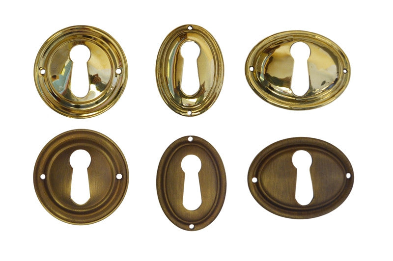 Keyhole Cover with Beveled Edge Furniture Hardware Restoration Supplies Brass Vertical 
