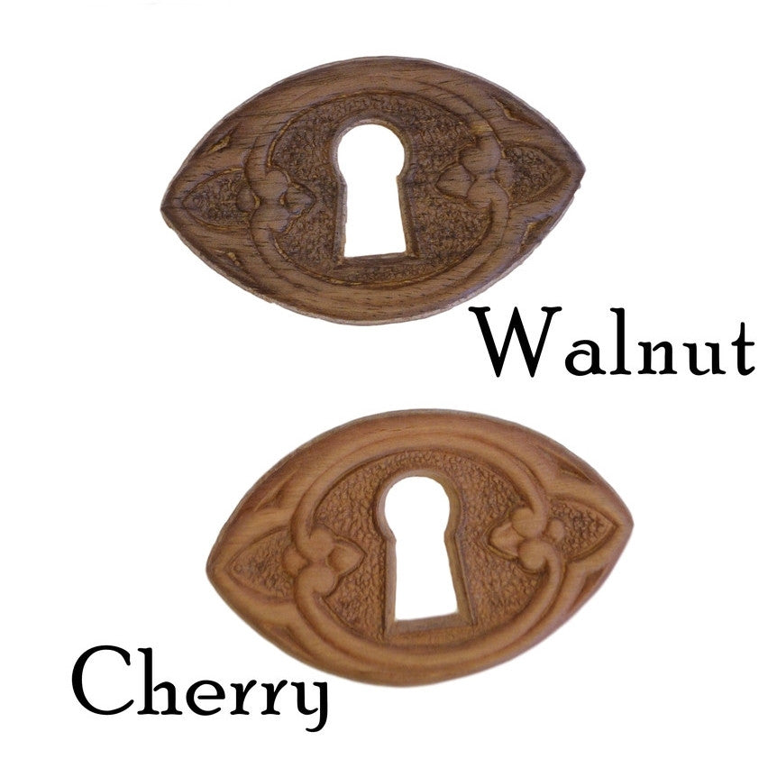 Wooden Embossed Oval Keyhole Cover Furniture Hardware Restoration Supplies Cherry  