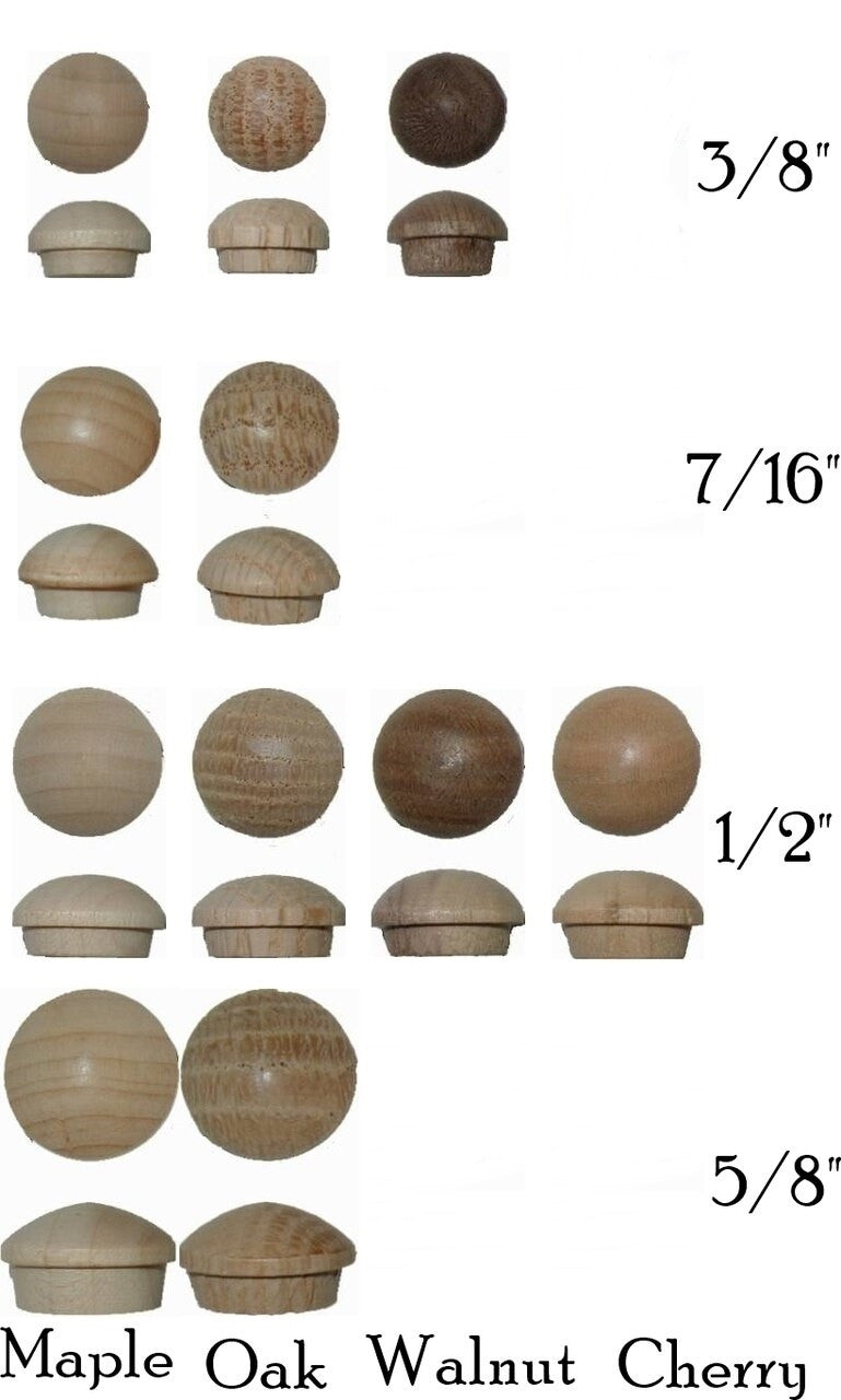 Wood (Button) Plugs, End Grain, Round Head w/Shoulder All Other Products Restoration Supplies 3/8"  