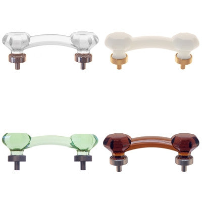 Glass Cabinet or Drawer Handle, Octagon Shape Cabinet Hardware Restoration Supplies Clear Brass 