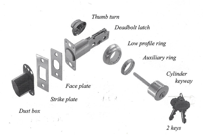 Low profile Deadbolt Latch – Single Cylinder/Thumb-Turn