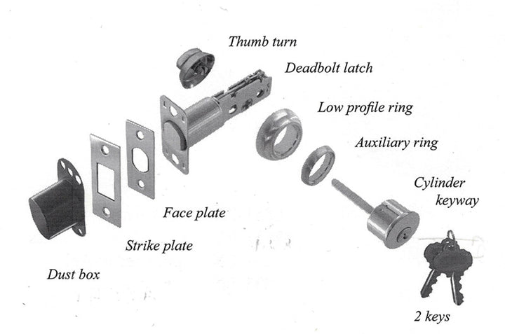 Low profile Deadbolt Latch – Single Cylinder/Thumb-Turn Door & Window Hardware Restoration Supplies   