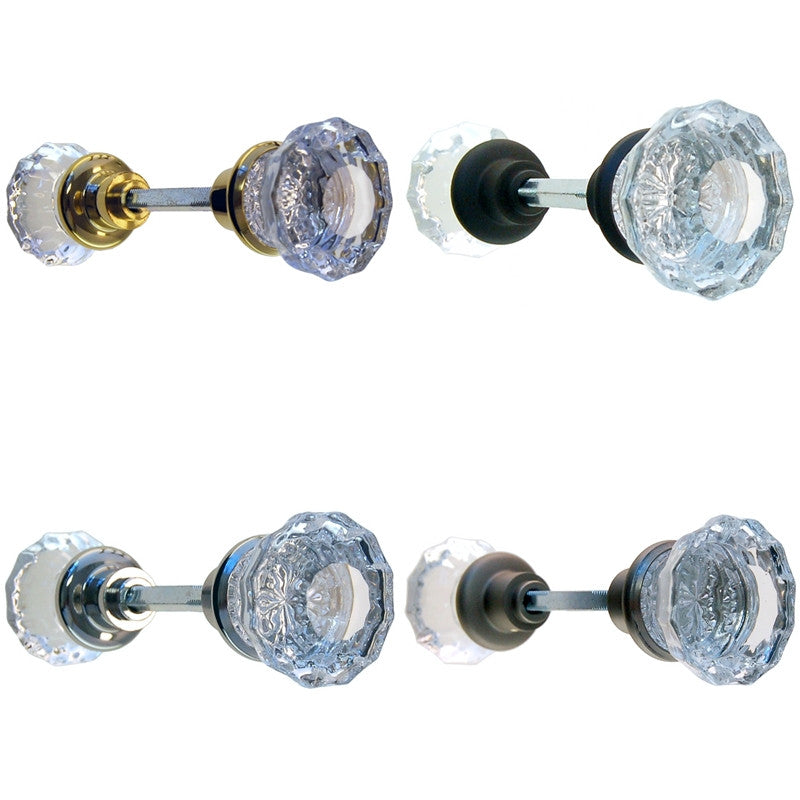 Fluted Glass Door Knob Pair Door & Window Hardware Restoration Supplies Brass  